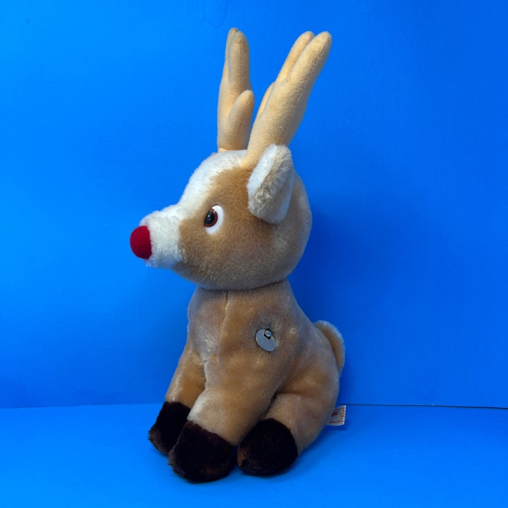 Russ Berrie Plush Reindeer 14 inch Tan Vintage Musical Wind Up Rudolph 367 - Picture 14 of 17